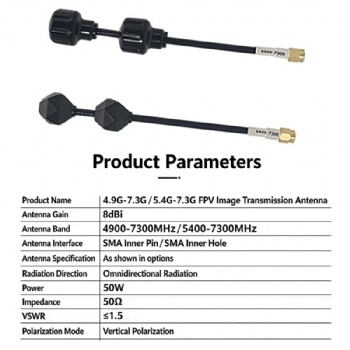 4.9/5.4/7.3G FPV Dual-Headed lmage Transmission Antenna