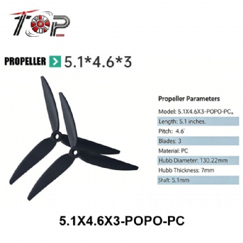 5.1X4.6X3-POPO-PC Black 3-Blade Propeller