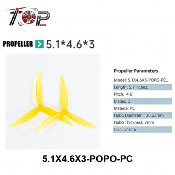 5.1X4.6X3-POPO-PC yellow 3-Blade Propeller