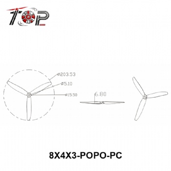 8X4X3-POPO-PC 3-Blade Propeller